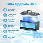 Акумулятор Kepworth LiFePO4 12V 100Ah 1280W 352mm із зарядним пристроєм (літій залізо фосфатний АКБ з BMS) - Зображення 5