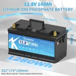 Акумулятор Kepworth LiFePO4 12V 100Ah 1280W 352mm із зарядним пристроєм (літій залізо фосфатний АКБ з BMS) - Зображення 4