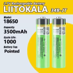 LiitoKala 18650 34B-JT 3500mAh 3.7v Lithium Rechargeable Battery (NO PCB) - Зображення 3
